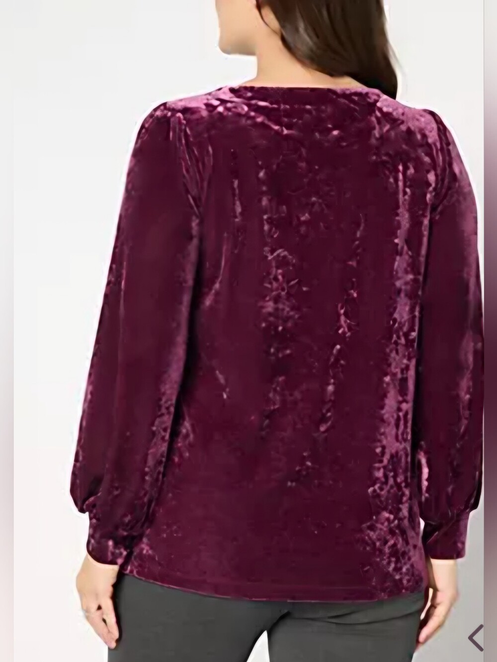 Crushed Velvet Blouson Sleeve Top New XL - Picture 2 of 3